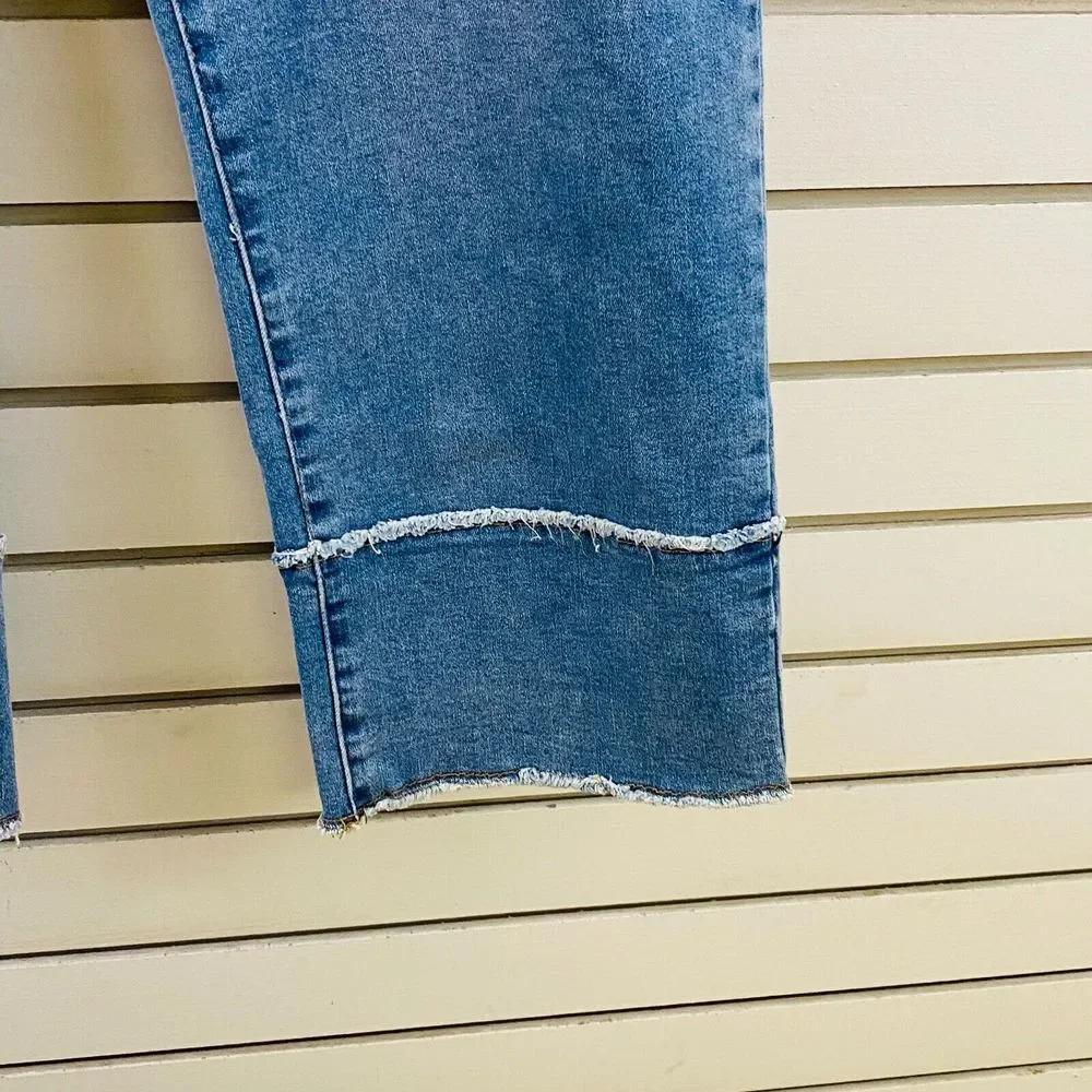 Womens 14 For the Republic Park Place Ankle Jeans Medium Wash Stretch Frayed Hem